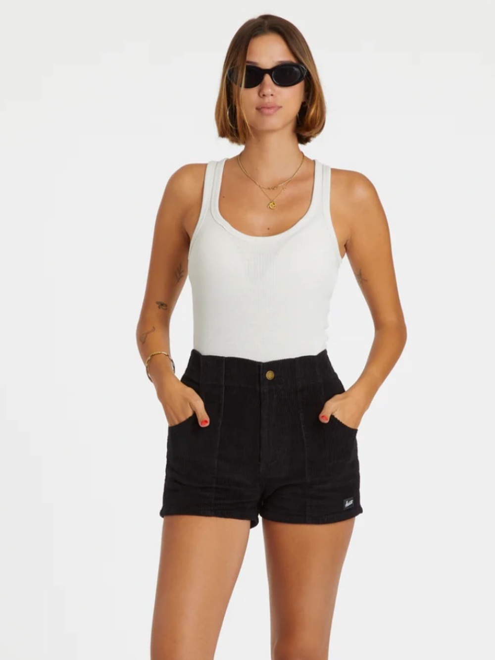 Hammies Black Corduroy High-Rise Women's Shorts size 28